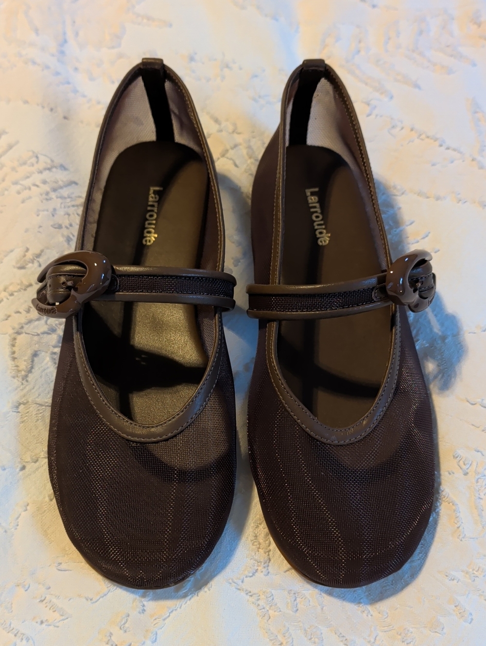 Larroude Chocolate Brown Mesh Ballet Flats